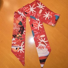 Christmas Silky Ribbon Purse Scarf Set For Handbag Head Neck Band Hair 36"x2.5"