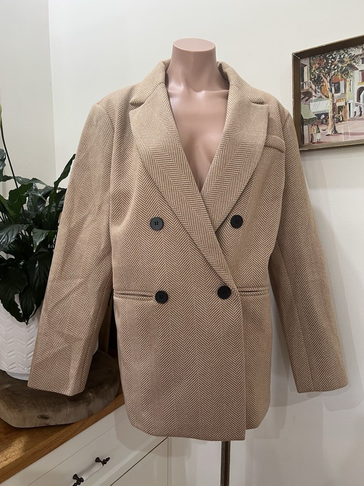 One Two Melbourne Wool Double Breasted Jacket Size 14 -16 