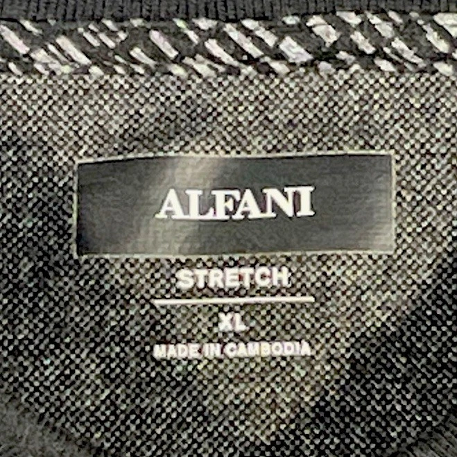 Alfani Polo Shirt Mens XL Black and Gray Long Sleeve Stretch 100% Recycled Mat. - Image 4 of 4
