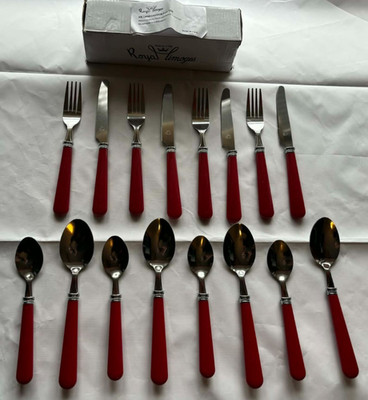 Royal Limoges 16-teiliges Besteckset mit rotem Griff für 4 Personen