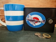 Spitfire Wallet Soft Leather Flying WW2 War Fighter Plane Men's Gift Tin RFID