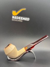 SMS Smooth Handcarved Block Meerschaum Bulldog with Case Turkish Estate Pipe