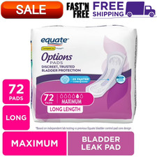 Options Women's Incontinence Pads Extra Coverage, Maximum, Long Length, 72 Count