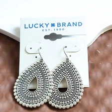 Lucky Brand Teardrop Earrings Silver Chic Statement Jewelry New