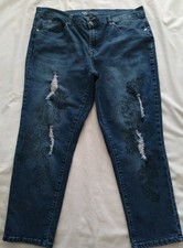 WOMEN DG2 DIANE GILMAN DISTRESSED LACED PRINT STRETCHY DENIM BLUE JEAN 16PW x26L