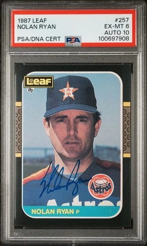 1987 LEAF NOLAN RYAN HOUSTON ASTROS SIGNED CARD #257  PSA 6 DNA 10 AUTO   POP 1