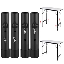 4 Pack Black Folding Table Leg Extenders Heavy Duty Carbon Steel Adjustable H...