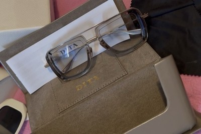 DITA Gray Square Full Rim Eyeglass Frames, Plastic/Metal Solid Unisex