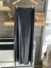 Alice + Olivia Women Black Faux Leather Flare Mid Rise Wide Leg Pants 6