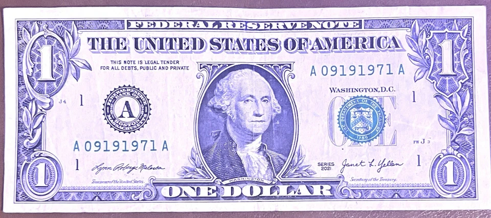 9/19/1971 Birthday Anniversary Date Note September 19th 1971 $1 One Dollar Bill - Image 2 of 4