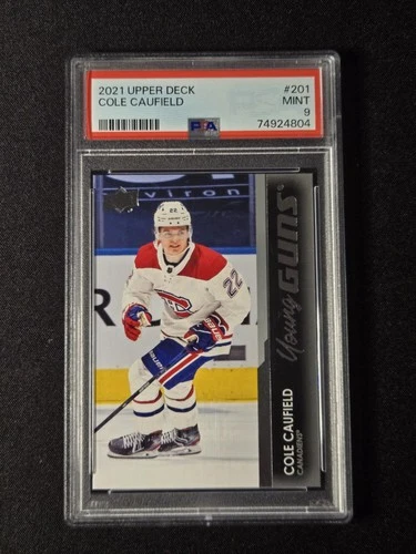 2021 UPPER DECK #201 COLE CAUFIELD YOUNG GUNS RC ROOKIE PSA 9