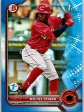 2022 Bowman 1st Edition Blue Foil #BPPF-75 Michel Triana #/150 Cincinnati Reds