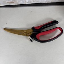 HUSKEY T-1 EX LG COMFY HANDLES GOLD TONE RED/BK Lg CUTTING Scissors W LOCKING