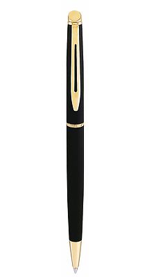 Waterman Hemisphere Ballpoint Pen Black Lacquer Gold  Narrow Band Used Pen *