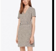 Tory Burch Womens Priscilla Rustic Linen Wool Dress Sz 12- 2-Pockets