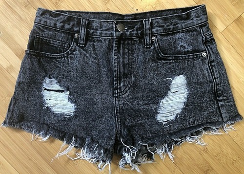 Destructed Mini Denim Shorts Size 