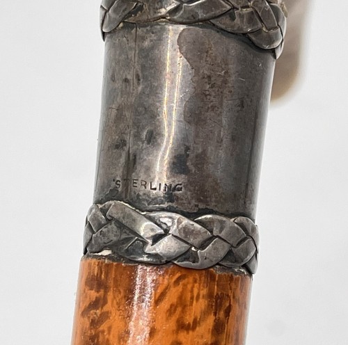 Antique Horse Riding Crop/Whip/Carved Horn/Leather/Hunting/1900 Sterling - Picture 5 of 7