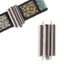 Bead Slide Clasps 10 x 22 Silver Plate Rectangle Smooth Shiney CLSP216_30