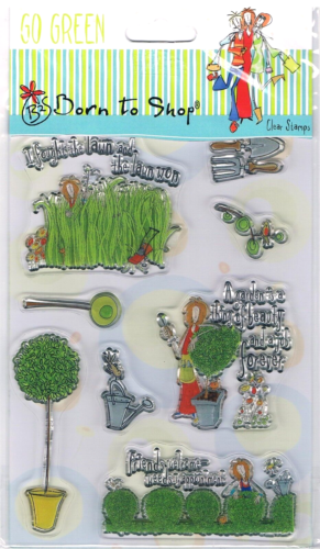 Papermania clear stamp set born to shop garden topiary lawn friends welcome weed - Afbeelding 1 van 1