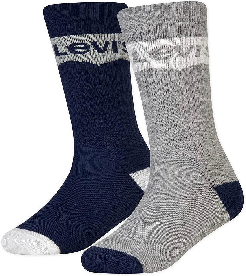 Paquete de 2 calcetines Levi's Big Kids 247898 azul marino/gris corte alto talla 5 años-7 años Foto 2 de 2