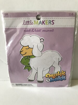 MAKIT & BAKIT CUTE FLUFFY LAMB WEARING A GREEN BOW EASTER SUN CATCHER KIT NIP