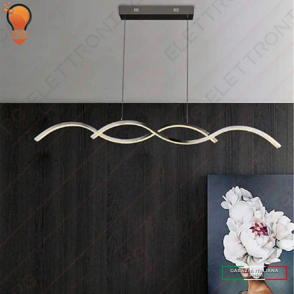 Lampadario a sospensione soffitto sospeso a LED 25W moderno da soggiorno cucina - Immagine 3 di 4