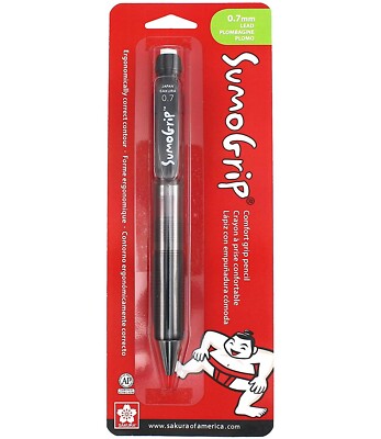 Sakura Sumo Grip Comfort Grip Mechanical Pencil, 0.7mm, Grey Barrel, Pack of 1