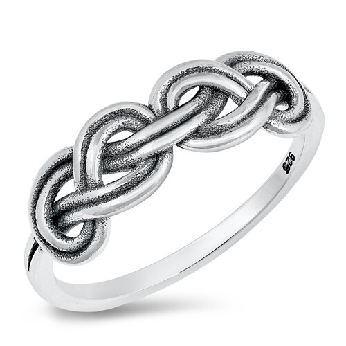 925 Sterlingsilber verdrehtes Seil Liebe verworren Knoten Band Ring Größen 4-10 NEU - Bild 1 von 2