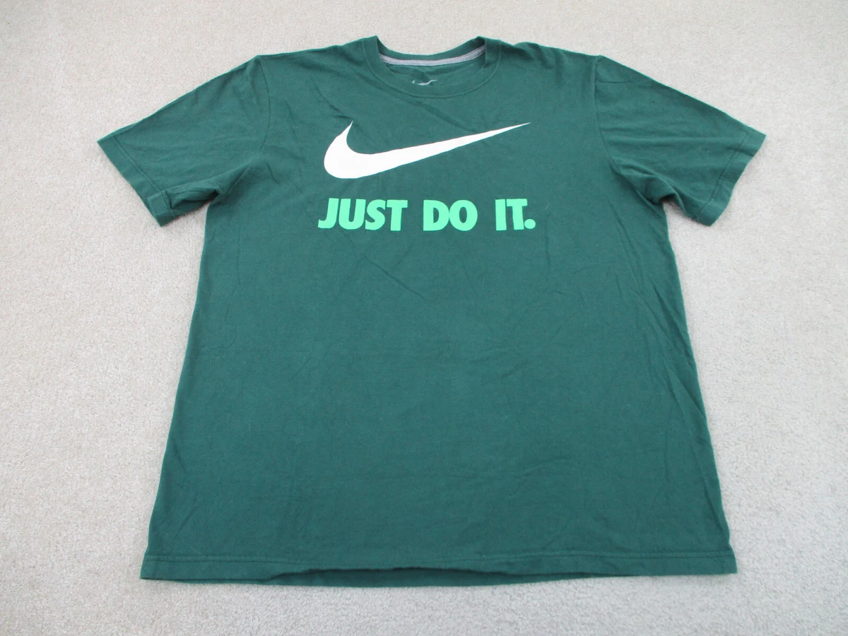 Nike Shirt Adult Extra Large Green White Just Do It Outdoors Athletic Mens A42