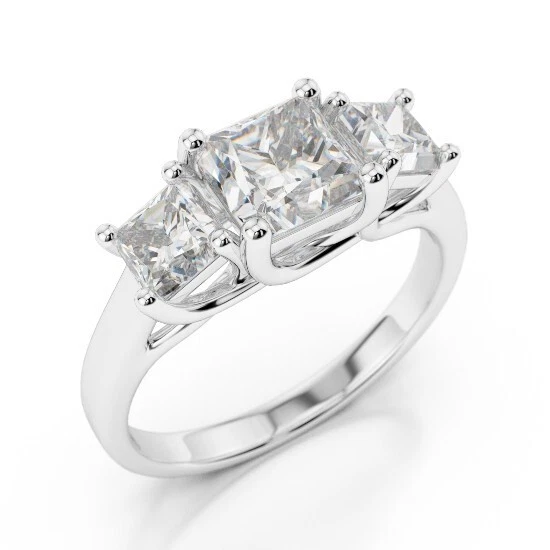 2.00 Ct Princess Cut Lab Created Diamond Engagement Ring 14K White Gold Size 8 - Image 3 of 4