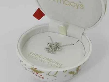 Giani Bernini Ornament Box Cubic Zirconia Angel 18 Pendant Necklace in  Silver