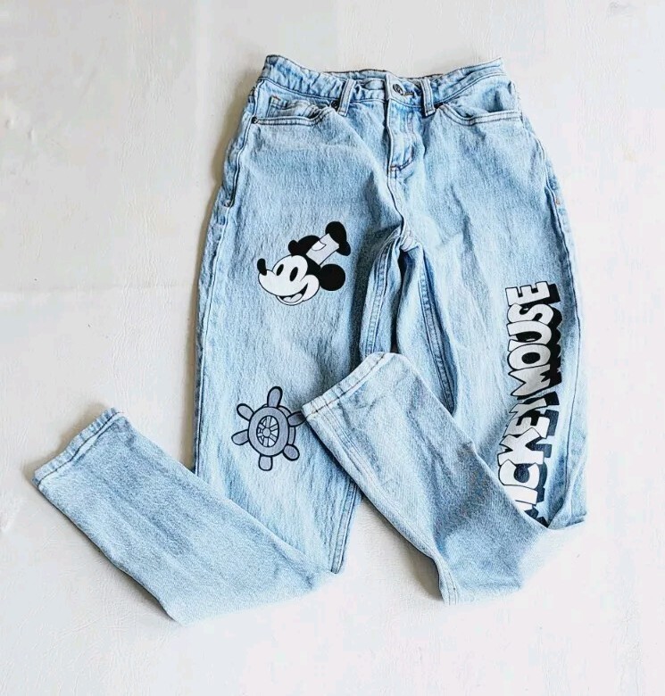 Mom Jeans Zara Mickey Jeans Disney Mickey Mouse Jeans Womens Size