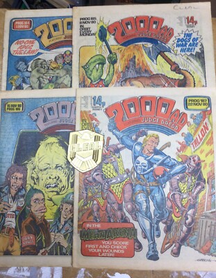 2000AD Comic prog 184 To 187 Judge Dredd Strontium Dog 1980 Merged Wt Tornado
