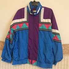 Vintage Lavon Color Block Blue Purple Pink Windbreaker Jacket Size Large
