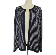 Chicos Travelers Crushed Ikat Stripe Open Jacket Womens Large Career Travel