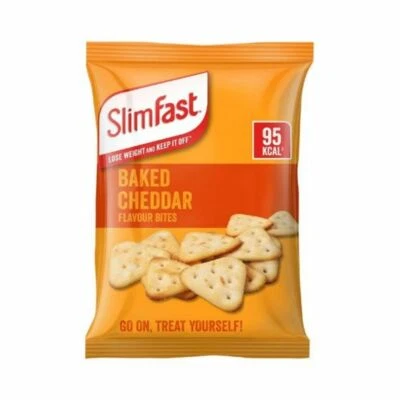Slimfast Cheddar Snack Bites 12-Pack x 22g Bags, 99 Cal Diet Treat Baked Crisps