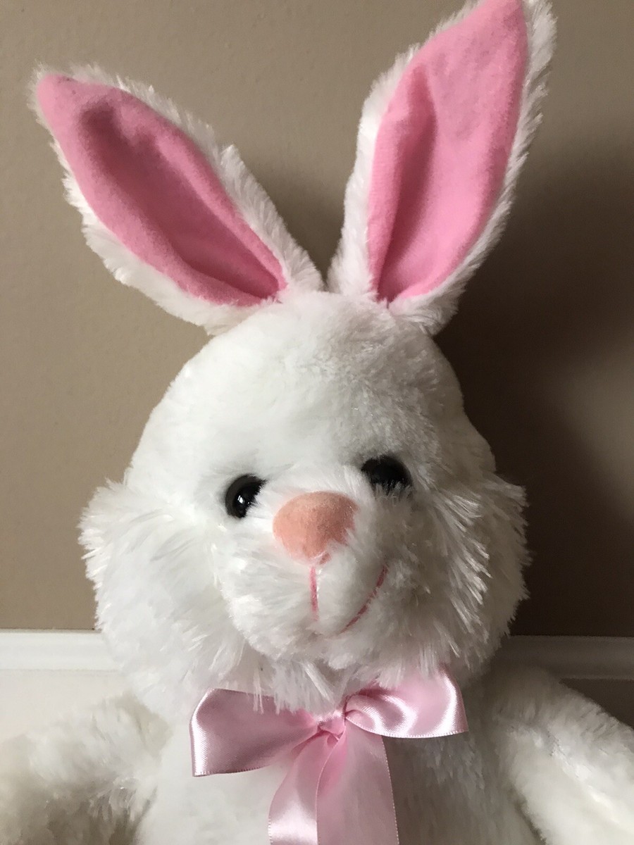 Just For You White and Pink Easter Bunny Rabbit Stuffed Plush 16