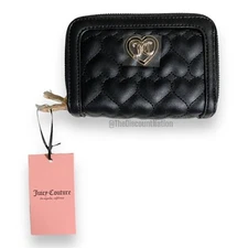 Juicy Couture Black Flawless Medium Double Zip Around Wallet Black NWT