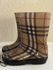 BURBERRY Kids Unisex Nyles shoes rubber rain boots Haymarket 27/28 US 10.5 - 11