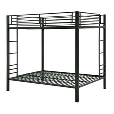 Metal Bunk Bed Full-over-Full Frame Ladder Space-Saving Furniture Sturdy Sleep