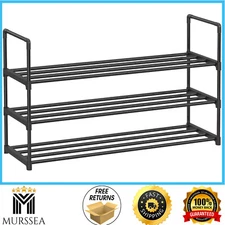 Shoe Rack, 3 Tier Shoe Organizer, Metal Shoe Storage Shelf for 15 Pairs of Shoes