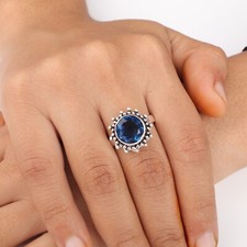London Blue Topaz Gemstone 925 Sterling Silver Jewelry Statement Ring For Women