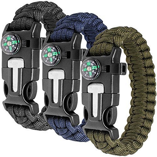 Bracelets paracorde de survie Anastasia lot de 3 avec corde détachable 9 pouces S