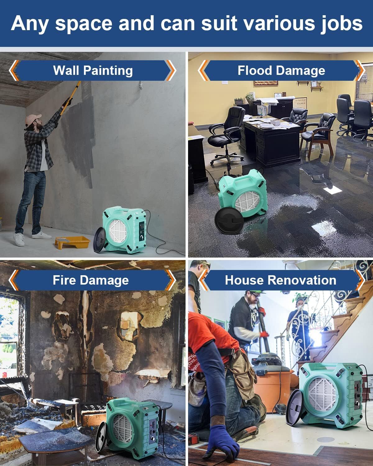 ALORAIR PureAiro HEPA Pro 770 industrial Air Scrubber Green GFCI Outlet 3-Stage