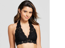 XHILARATION Black Lace Padded Halter Bralette. Size: SMALL 2 Pcs 