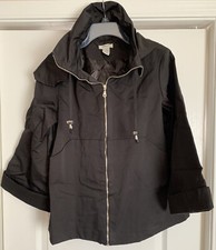 Vertigo Paris~women's Black Raincoat/jacket~lined~removable Hood~size M