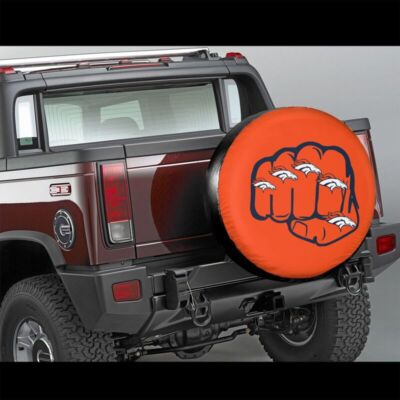 Denver Broncos Auto Car Tire Cover Fist Print Spare Tire Cover 14in-17in