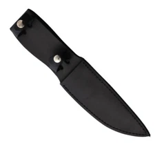 BLACK LEATHER SHEATH FOR UP TO 5.5" NARROW STRAIGHT FIXED BLADE KNIFE, SH1250