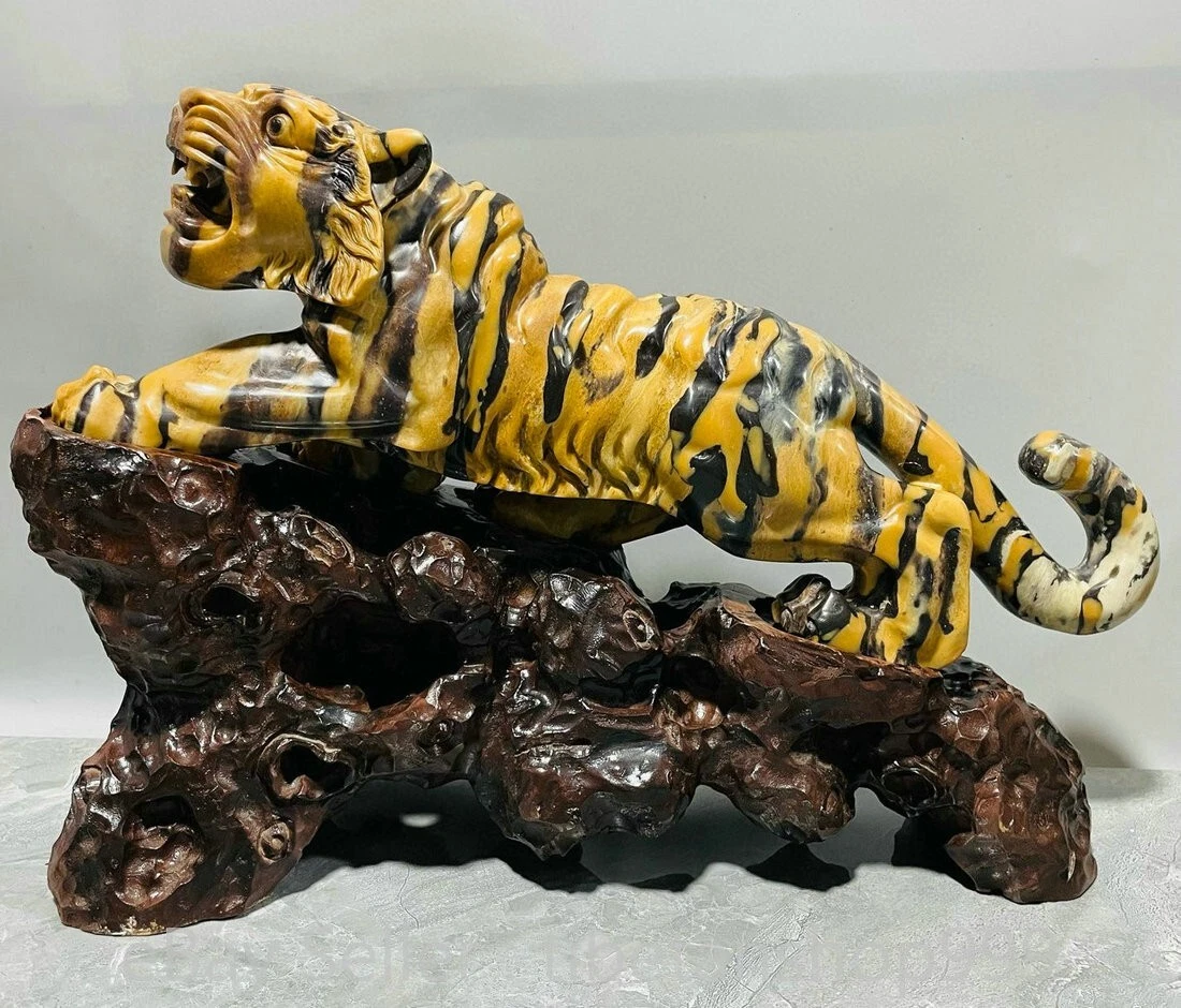 寿山石の虎 Tiger 寿山石主中国风雕像、雕像| eBay