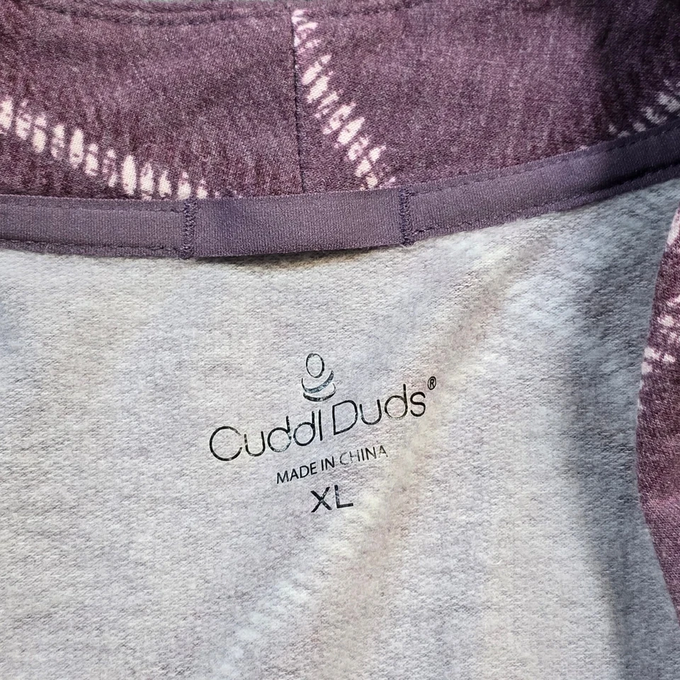 Suéter Cuddl Duds Mujer XL Púrpura Cuadros Manga Larga Frente Abierto Cárdigan Informal Foto 3 de 4